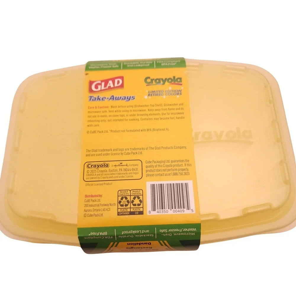 Glad Take Crayola Limited Edition Retired‎ Colors Food Storage Containers Yellow